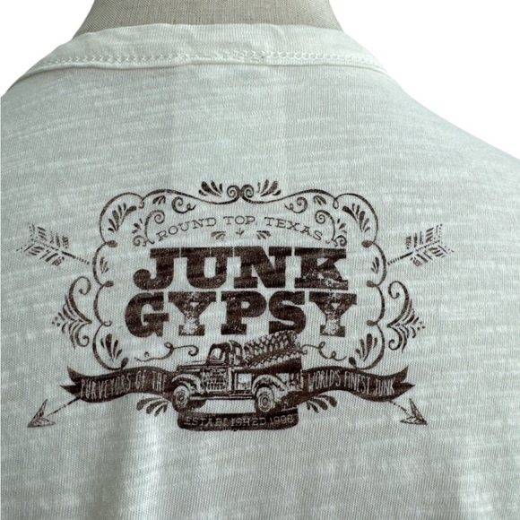 Junk Gypsy I Left My Heart In Round Top Cream Brown Graphic Tank Top Size Small - Picture 5 of 9
